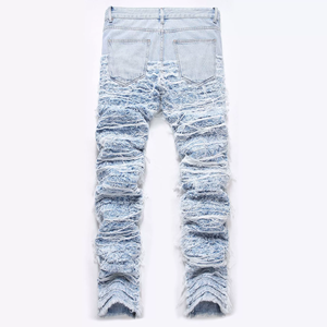 Jeans holgados apilados de color azul claro para hombre, pantalones modernos de estilo urbano - Product Image 6