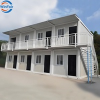 Maison mobile préfabriquée en conteneur composite empilable de luxe WinFair Duplex, style café, villa moderne légère avec cuisine