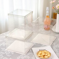 Boîtes à gâteaux d'anniversaire carrées transparentes en PET de 4/6/8/10/12 pouces, à simple ou double couche, avec hauteur étendue pour l'emballage alimentaire