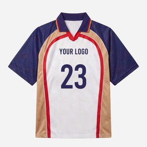 Maillot de football rétro personnalisé pour homme, à blocs de couleurs, manches courtes, séchage rapide, respirant, style streetwear vintage, polo de football - Product Image 2