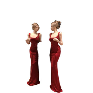 Vestido Largo de Satén y Gasa con Espalda Descubierta y Lazo, Estilo Vintage, Corte en A, Cintura Natural, para Eventos Formales y de Noche para Mujer - Product Image 5