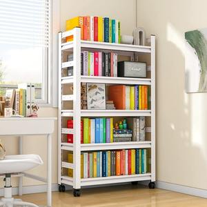 Étagère à livres mobile Iyanen Enon à 5 niveaux en acier, autoportante avec roulettes, rangement gain de place pour salon ou chambre d'enfant - Product Image 2