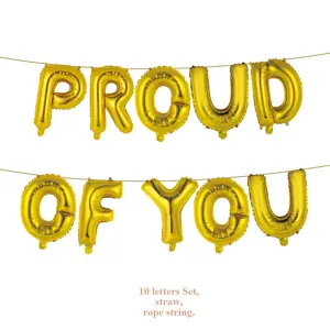 College High School Party Supplies 2024 Grad Congratulations Balloons 10pcs 16inch Gold Letters Set PROUND OF YOU
