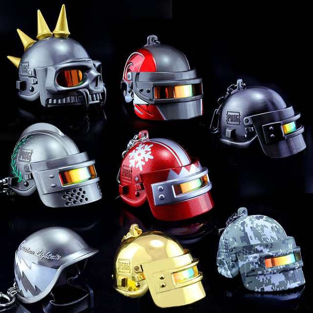 PUBG Tactical Helmet Keychain Set (Level3/2/1) Zinc Alloy Metal Craft Collectible for Bulk Gaming Merch Orders