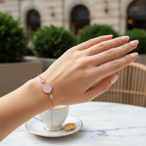 สร้อยข้อมือชุบทองโรสโกลด์สีขาวทำจากเงินสเตอร์ลิง925 - Product Image 3