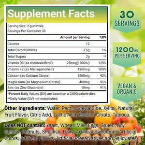 Gomitas <span class=keywords><strong>de</strong></span> <span class=keywords><strong>Citrato</strong></span> <span class=keywords><strong>de</strong></span> Calcio MINGYAN con Vitamina D3 <span class=keywords><strong>y</strong></span> K2, <span class=keywords><strong>Magnesio</strong></span> <span class=keywords><strong>y</strong></span> <span class=keywords><strong>Zinc</strong></span> para la Salud Ósea - 1200mg <span class=keywords><strong>de</strong></span> Calcio, Sin Azúcar - Product Image 6