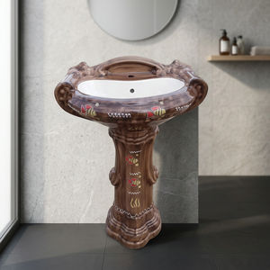 Lavabo sur pied rectangulaire moderne en céramique pour salle de bain de centre commercial ou sous-sol – Conception d'articles sanitaires - Product Image 6