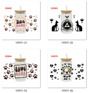 Autocollants DTF UV pour les amoureux des chiens, prix d'usine, autocollants pour gobelets en verre DTF, étiquettes personnalisées imprimées, autocollants UV pour gobelets - Product Image 6