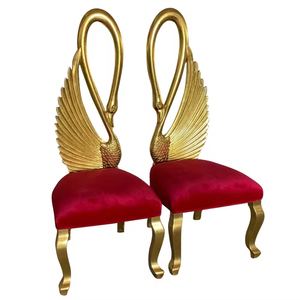 Lujo princesa Príncipe Rey reina loveseat trono silla blanco y oro novia y novio silla Cisne forma boda trono silla - Product Image 2