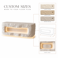 Comptoir de présentation de bijoux en bois de luxe sur mesure avec dessus en marbre et éclairage LED, meuble de réception pour boutique de bijoux