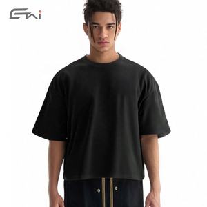 High Quality 300gsm <b>Crop</b> Length <b>T</b>-<b>shirt</b> 100% Cotton Streetwear Oversized Tshirt Blank Boxy <b>Fit</b> Tee Custom Logo <b>T</b> <b>Shirt</b> for Men - Product Image 2