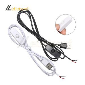 5 В 12 В 501 провод с кнопкой переключения 22 AWG USB 2,0 2-контактный 2-ядерный 1,5 м черный белый электронный разъем питания с включением/выключением - Product Image 1