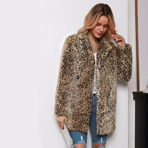 Giacca autunno e inverno alla moda con collo di mezza lunghezza giacca in pelliccia sintetica giacca con stampa leopardata - Product Image 4