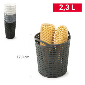 Cesto in Rattan 2.3 L in Plastica Intrecciata per Organizzazione Domestica Colori Assortiti Durevole Riutilizzabile - Product Image 1