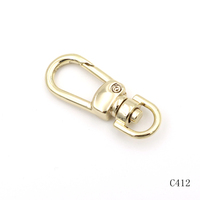 Petit mousqueton pivotant en alliage de zinc doré, fermoir à pression métallique, mousquetons pour accessoires de sac et porte-clés