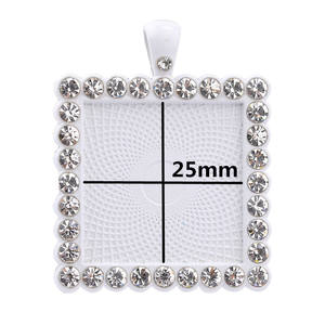 Base de pendentif carrée de 25 mm incrustée de diamants, pierre précieuse colorée, accessoire de bijouterie en alliage pour bricolage - Product Image 5
