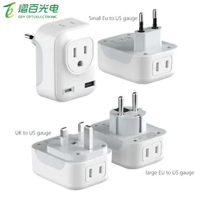 International Power Adaptor with 2 Outlets USB A+USBC 5 in 1 Travel Essentials for US to Most of Europe EU UK type c