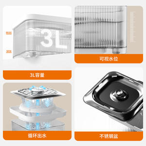 Fontaine à eau pour animaux de compagnie Dudu, filtre circulant automatique sans fil intelligent pour chiens et chats, boîtier en plastique détachable - Product Image 3