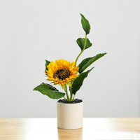 Plante artificielle de tournesol en pot, faux bonsaï de tournesol, petite fleur artificielle en pot pour la décoration de la maison, du bureau ou de la table, OEM personnalisé