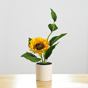 Kunstmatige zonnebloempotplant, kunstmatige zonnebloem bonsai, kleine nep kunstbloempot voor thuis, kantoor, tafeldecoratie, OEM op maat - Product Image 1