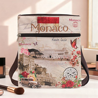 Sac à bandoulière rétro vintage imprimé carte postale pour femme, sac de voyage souvenir en PU avec poche zippée et sangle réglable
