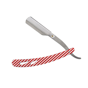 Maquinilla con hoja de afeitar plegable profesional de acero inoxidable, herramienta de afeitar de seguridad para barba con soportes rectos para maquinilla de afeitar de peluquero diseñados para hombres - Product Image 6