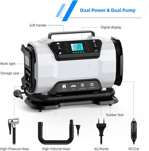 <span class=keywords><strong>Compresor</strong></span> <span class=keywords><strong>de</strong></span> <span class=keywords><strong>Aire</strong></span> Portátil <span class=keywords><strong>de</strong></span> Doble Uso <span class=keywords><strong>para</strong></span> Hogar y Automóvil, 150 PSI, Plástico, CA <span class=keywords><strong>220V</strong></span>/CC 12V, Inflador <span class=keywords><strong>de</strong></span> Neumáticos Digital con Medidor <span class=keywords><strong>de</strong></span> Presión - Product Image 3