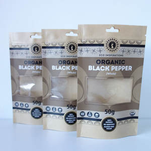 Pochette en papier Kraft noir avec fenêtre, 1 pc, de qualité alimentaire, fermeture éclair, cloche, graines de poivre, sac pour piment avec fenêtre - Product Image 5