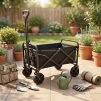 Chariot utilitaire pliable multifonctionnel de 300 lb de capacité, chariot de camping robuste pour l'extérieur avec roues tout-terrain et poignée réglable