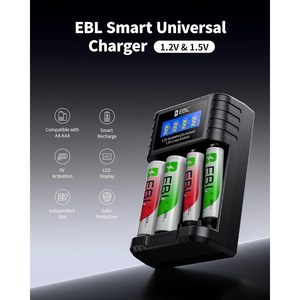 Cargador de Baterías Universal EBL Tipo-C de Carga Rápida con Pantalla LCD y LED, Ranura Independiente para Pilas AA y AAA de 1.5V y 1.2V, Enchufe Estándar Americano - Product Image 3