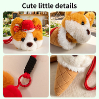 Jouets à mâcher en peluche personnalisés OEM en forme de chien Corgi, porte-clés vocal en peluche avec compartiment caché pour friandises / Jouet en peluche doux avec corde pour enfants