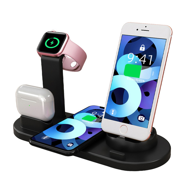 15W 4 in 1 Carregador Wireless Charger Charge Smartphone Docking Wireless Charging Station Stand Pad Fast Mobile Phone Charger