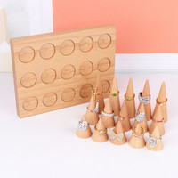 Support de bague en bois massif, support de bague conique, support d'affichage combiné avec bague en bois d'origine, accessoires de prise de vue de bijoux