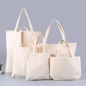 12 Oz Sublimation Screen Print Custom Logo Gift Daily Reusable Shopping Bags Clothes Cotton Canvas Tote Bag With Pockets