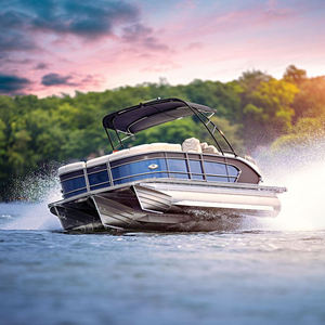 <span class=keywords><strong>Bateau</strong></span> ponton barge de fête en aluminium de luxe avec auvent et <span class=keywords><strong>moteur</strong></span> hors-bord pour la dérive en plein air et l'utilisation récréative - Product Image 1