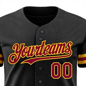 Maillot de baseball Yourteams pour homme, noir, jaune, rouge, 100 % polyester, respirant, manches courtes, coupe classique, vêtements de sport pour adultes - Product Image 3