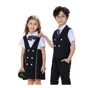 Children Primary School Uniform Pinafore <b>Dress</b> <b>Vest</b> Set British Style Performance Suit OEM Service - Product Image 4