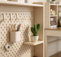 Bureau d'étude convertible multi-rangements pour enfants avec organisateur mural perforé, étagère et tiroirs spacieux pour chambre et bureau à domicile