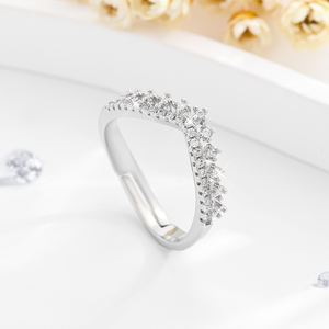 2025 New Manufacturer Wholesale Fine <b>Couple</b> V-shaped Crown Adjustable 14k Brass Gold-plated Zircon <b>Ring</b> Men and Women Jewelry - Product Image 2