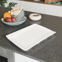 Assiette de table rectangulaire en mélamine blanche résistante, vaisselle en plastique, décoration de mariage