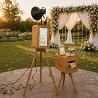 Photo Booth Kayu Vintage Dua Sisi, Warna Dapat Disesuaikan, Dudukan Lipat, Sempurna untuk Pernikahan dan Acara