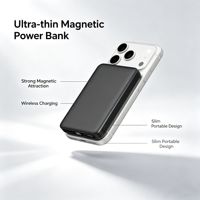 Batterie externe magnétique sans fil 22,5 W 5000 mAh avec câble intégré, portable, impression de logo personnalisée, vente en gros OEM ODM