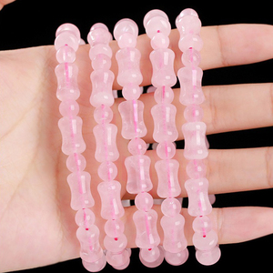 Bracciale in Cristallo Rosa Naturale da 8mm con Perline Rotonde di Quarzo Rosa e Distanziatori a Giunto di Bambù, Portafortuna per Donne e Ragazze - Product Image 3