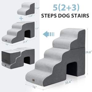 Escalera plegable para mascotas de 5 niveles con túnel antideslizante Escalón alto sólido para perros para interiores, escaleras combinadas para mascotas, 2 escalones, 3 escalones - Product Image 3