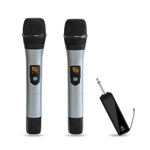 Microphone sans fil karaoké CQA, meilleure vente, microphone portable à 2 canaux, chant