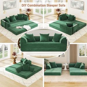 Sofá Cama Convertible sin Estructura de Madera, Futón de 3 Plazas con Bolsillo de Almacenamiento Extraíble, Comprimido, para Sala de Estar, Dormitorio, Inflable - Product Image 6