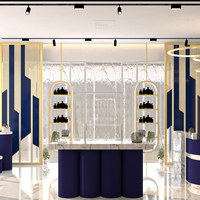 Meubles de vitrine pour boutique de cosmétiques et parfums, design d'intérieur, personnalisation complète de la pièce, présentoirs pour magasin de parfums, décoration.