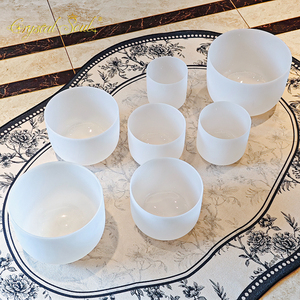 Set di Campane Tibetane in Cristallo Smerigliato di Alta Qualità Crystal Soul da 6-12 Pollici, Classica Campana in Cristallo Bianco con Borsa - Product Image 1
