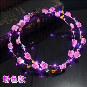 Künstliche Blumen girlande Blumen mit 10 LED-Lichtern Blumenstrauß Haarband Hochzeit Kinder Abschluss ball Reise Haar Krone Zubehör - Product Image 2