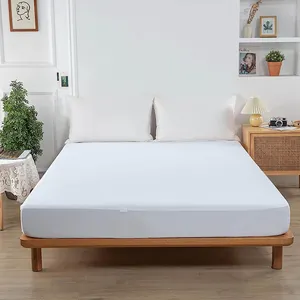 加州特大床垫保护器100% 防水竹运动衫床垫套透气冷却超柔软床垫套